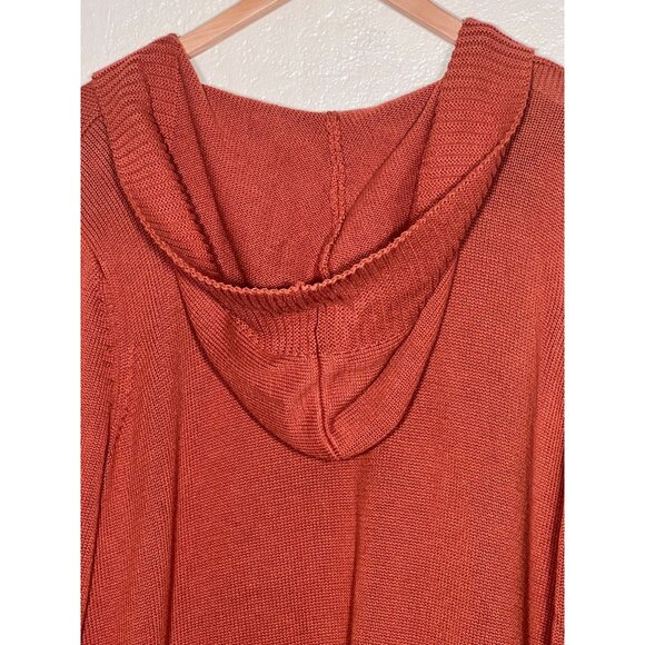 Tahari 3X Open Front Cardigan Duster Rust Hooded Sweater Pockets Cotton/Poly - Picture 9 of 13